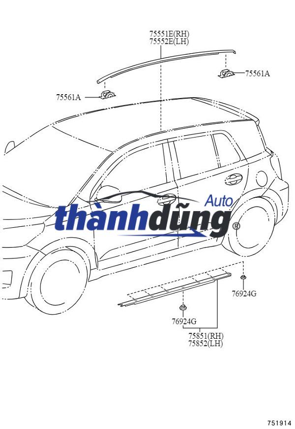 GIOĂNG NÓC PHỤ TOYOTA YARIS 2017 | 755510D161 - Ảnh 3