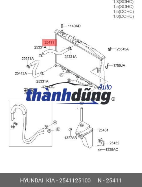 ỐNG NƯỚC TRÊN HYUNDAI I10 2014 | 25414-B4100 - Ảnh 3