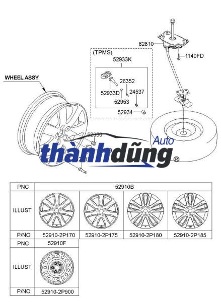 GIÁ TREO LỐP DỰ PHÒNG XE HYUNDAI SANTAFE 2.2 | 628502B000 - Ảnh 4