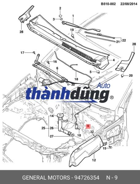 BƠM NƯỚC XỊT KÍNH XE CHEVROLET TRAILBLAZER 2018 | 94726354 - Ảnh 4